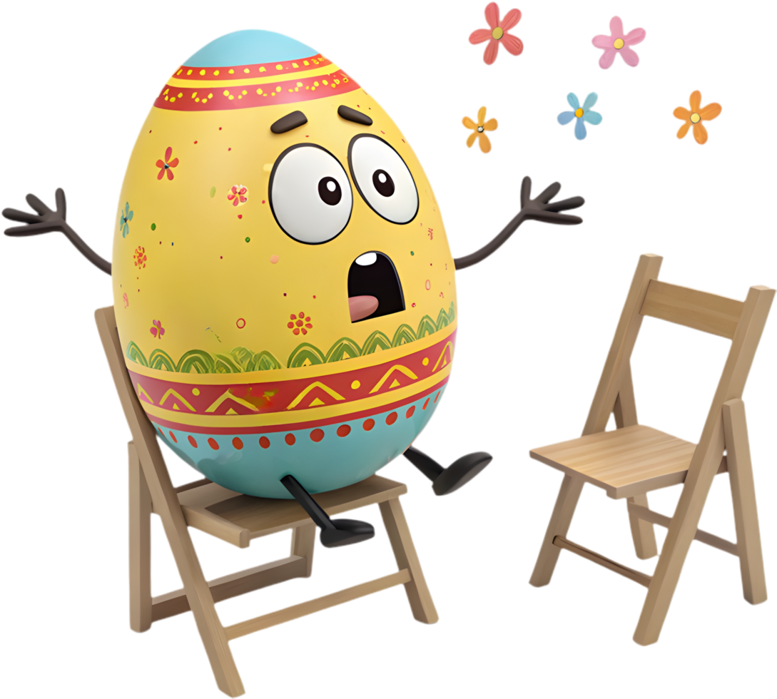 Playful and colorful Easter egg cartoon for celebrations. . png