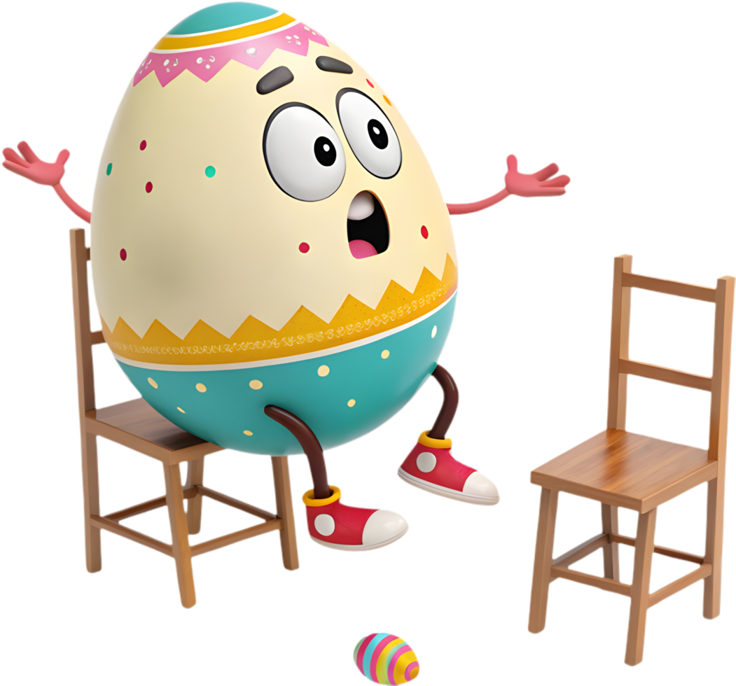 Fun and colorful cartoon Easter egg for spring projects. . png