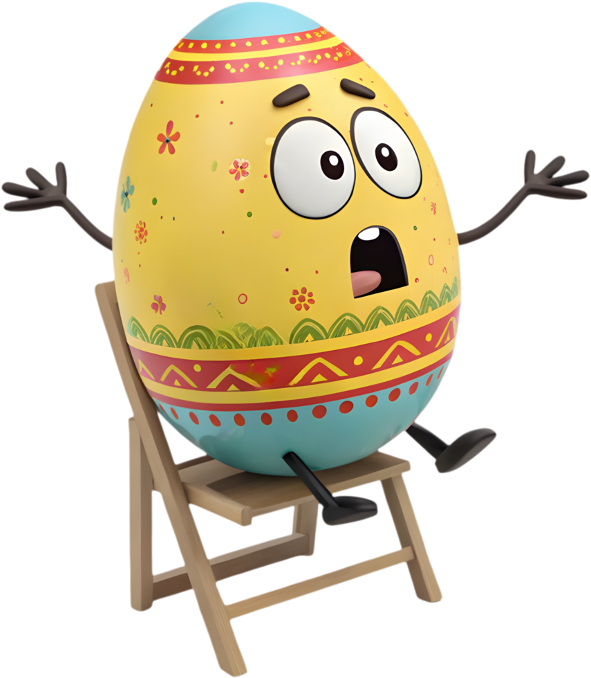 Adorable Easter egg with joyful character design. . png