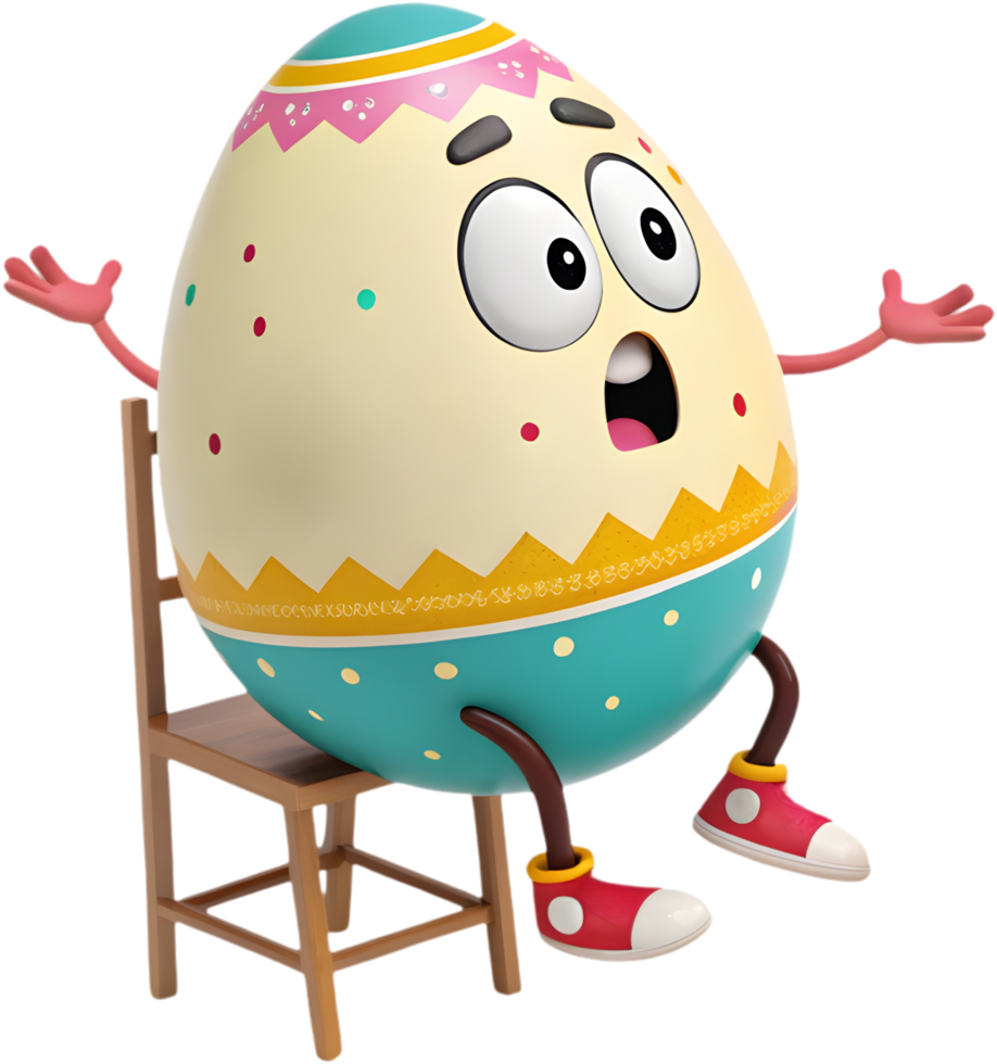 Happy and cute Easter egg character in pastel hues. . png