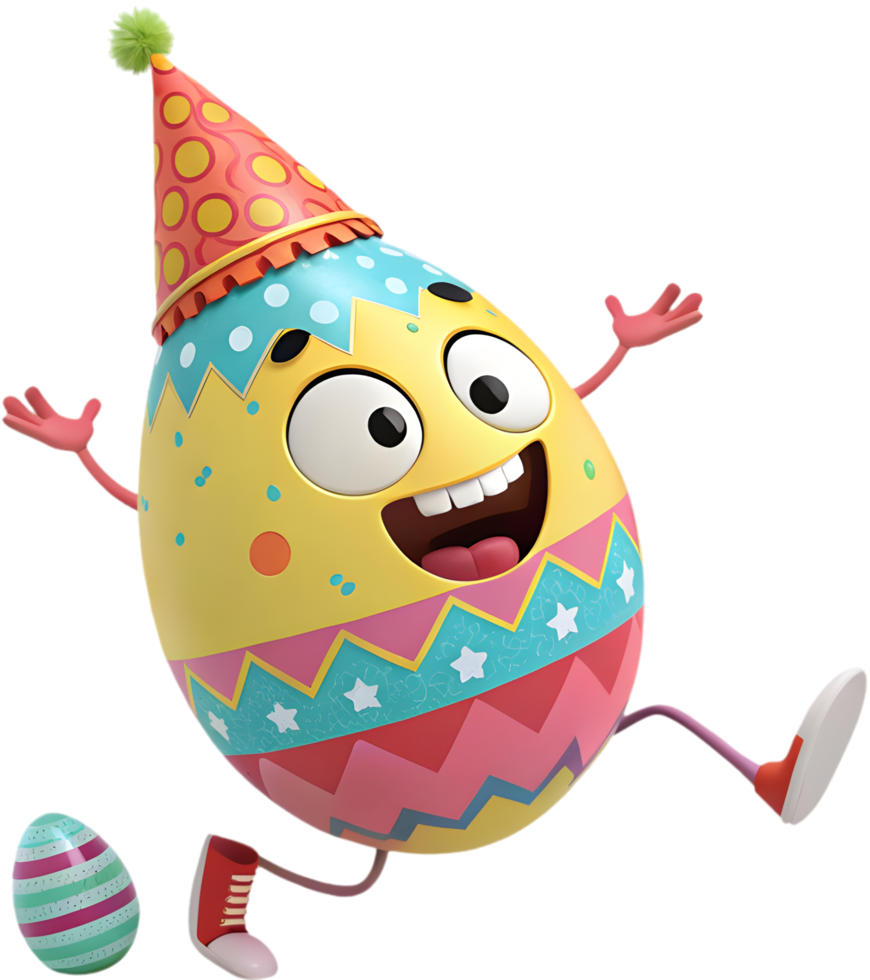 Bright and colorful Easter egg character for holiday decorations. . png
