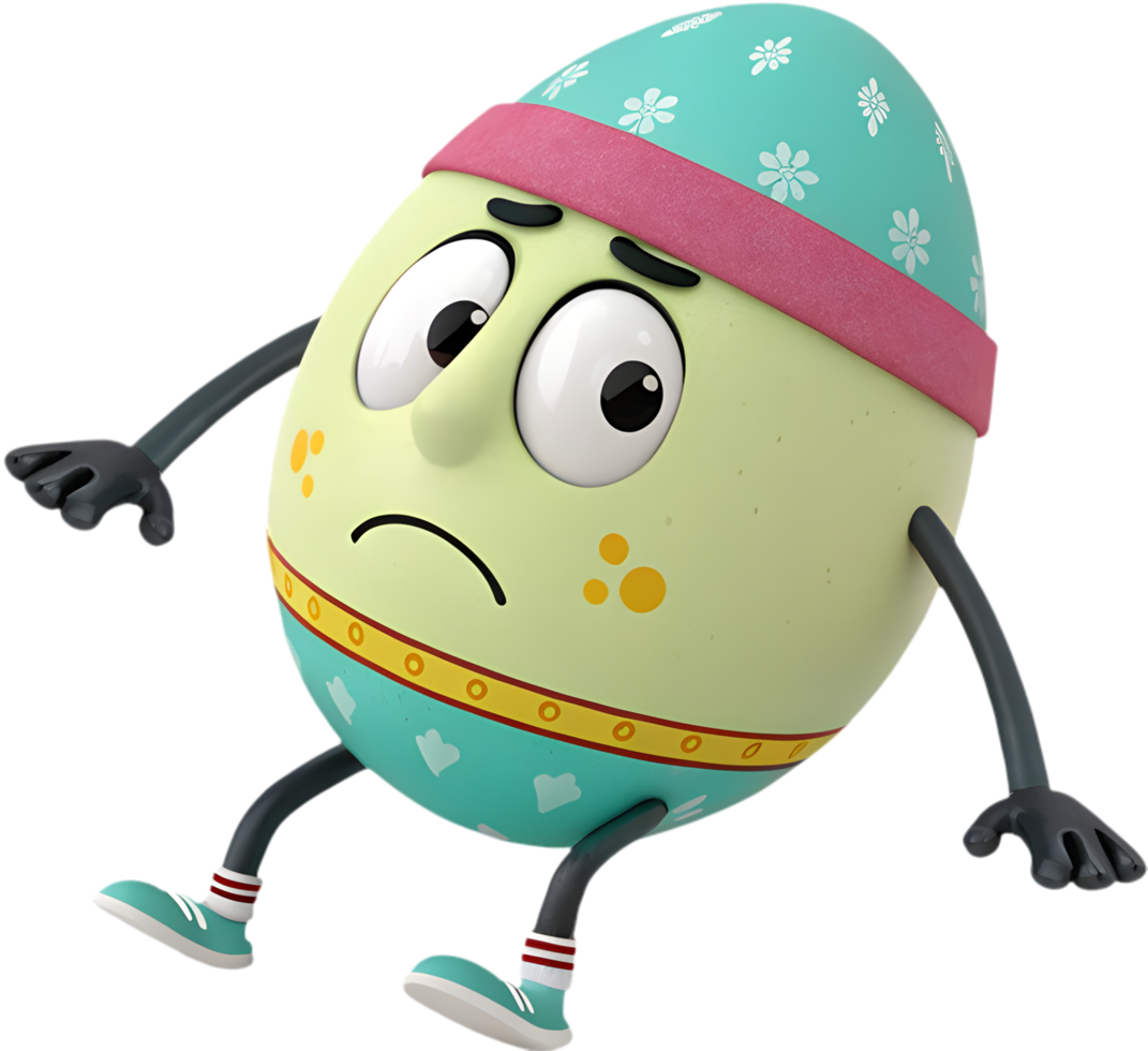 Playful cartoon Easter egg character for a festive theme. . png