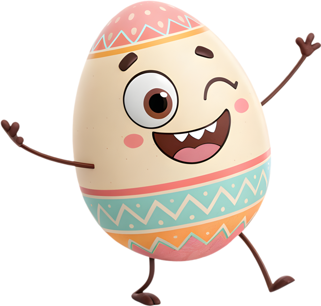 Fun and colorful Easter egg character for kids. . png
