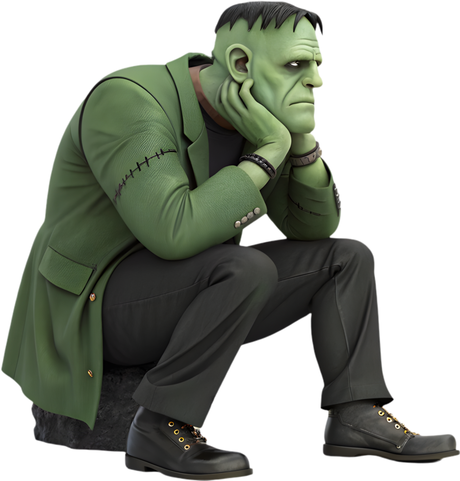 Gothic Halloween monster illustration of Frankenstein for clipart. . png