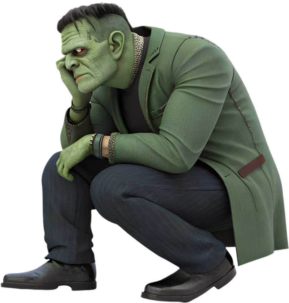 Classic monster clipart of Frankenstein for Halloween design. . png
