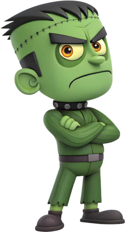 Creepy Frankenstein Halloween character clipart for horror designs. . png