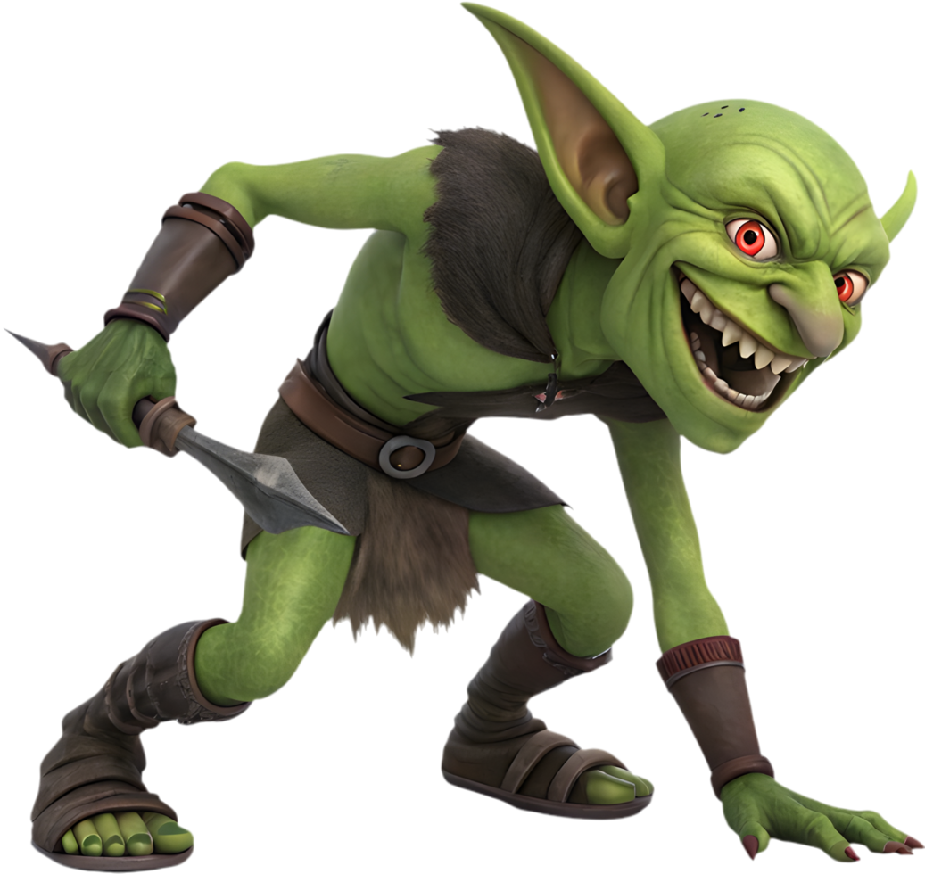 Mischievous goblin character art for animated projects. . png
