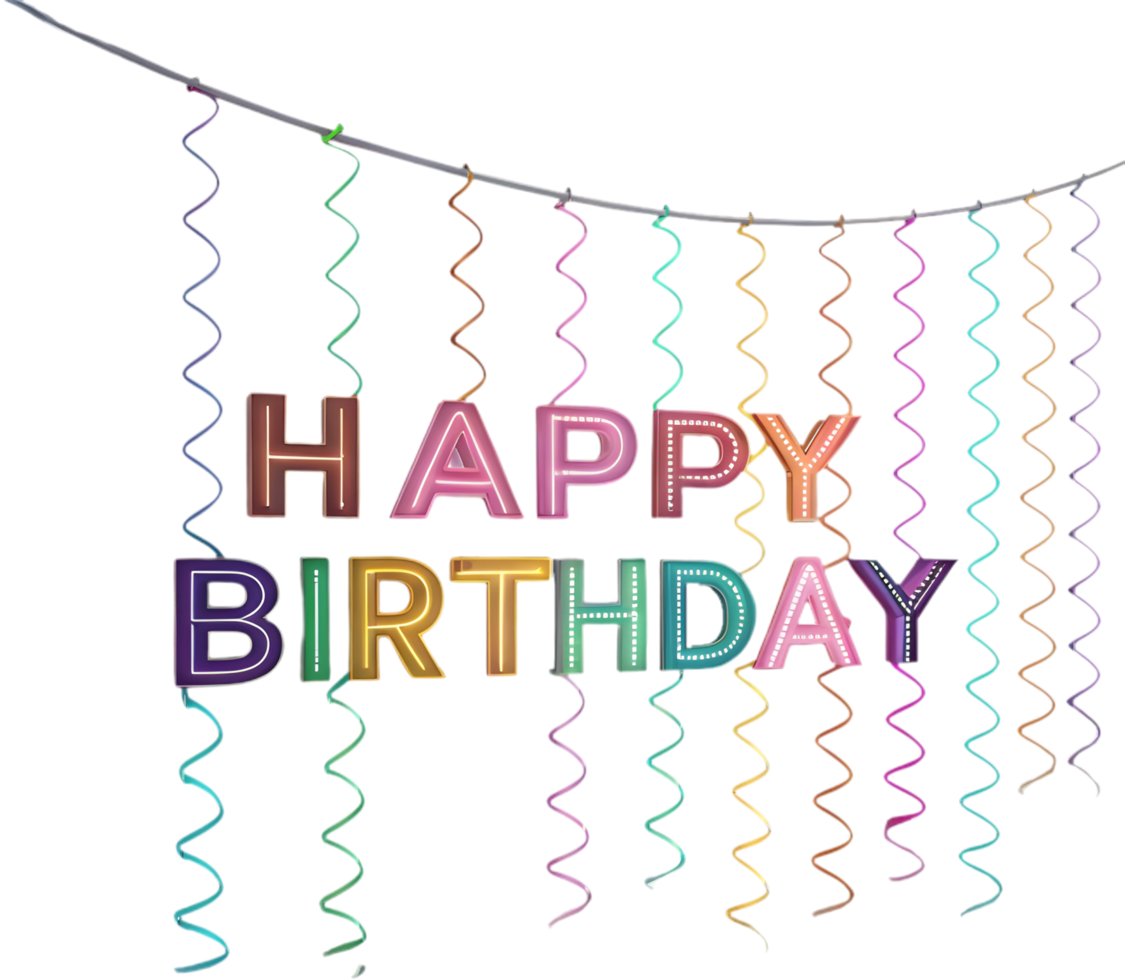 Colorful birthday clipart with festive pennant banner. . png