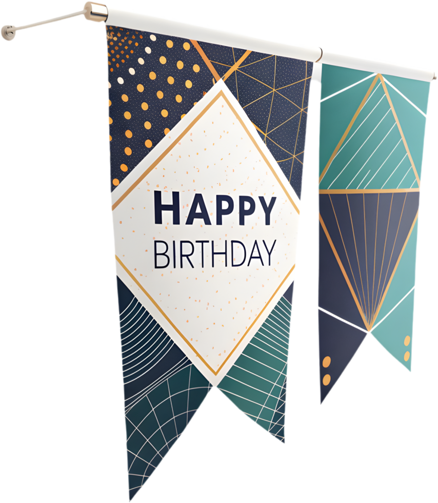 Colorful birthday party decoration clipart with pennant banner. . png