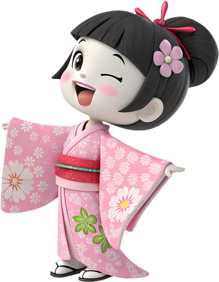 Elegant woman in beautiful kimono costume with traditional cultural art. . png