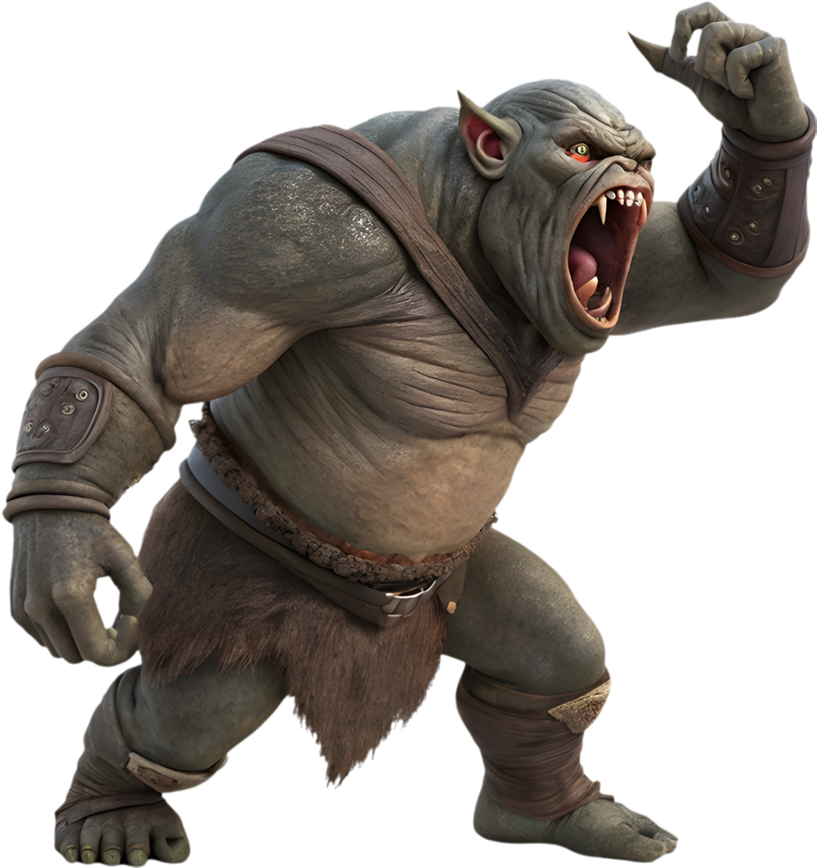 Evil Ogre Character with Menacing, Wild Stance. . png