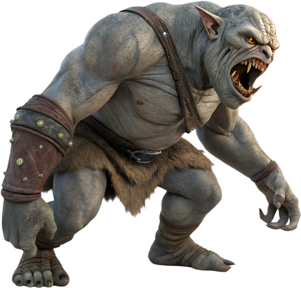 Ugly Ogre with Huge, Brutal Features and Dark Skin. . png