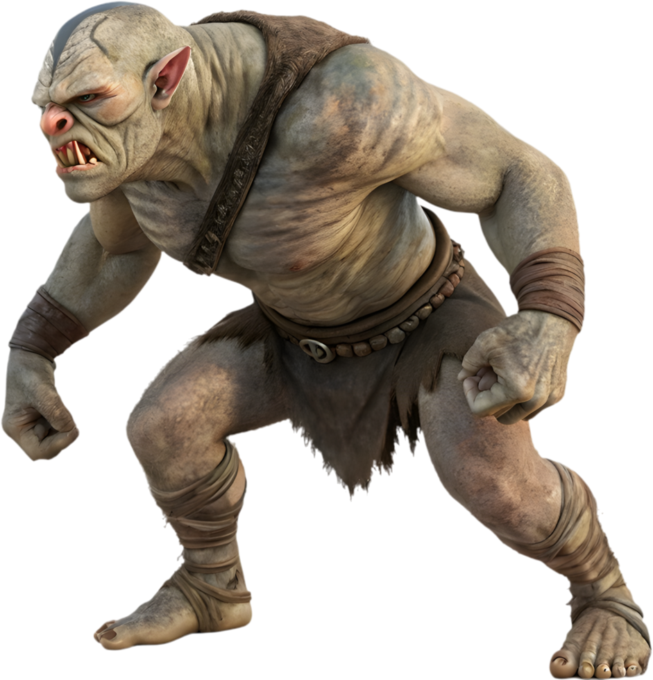 Vicious Ogre Monster with Ugly, Grim Features. . png
