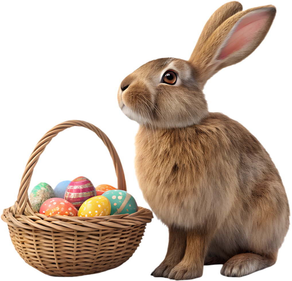 Colorful Bunny Holding Easter Eggs for Spring Event. . png