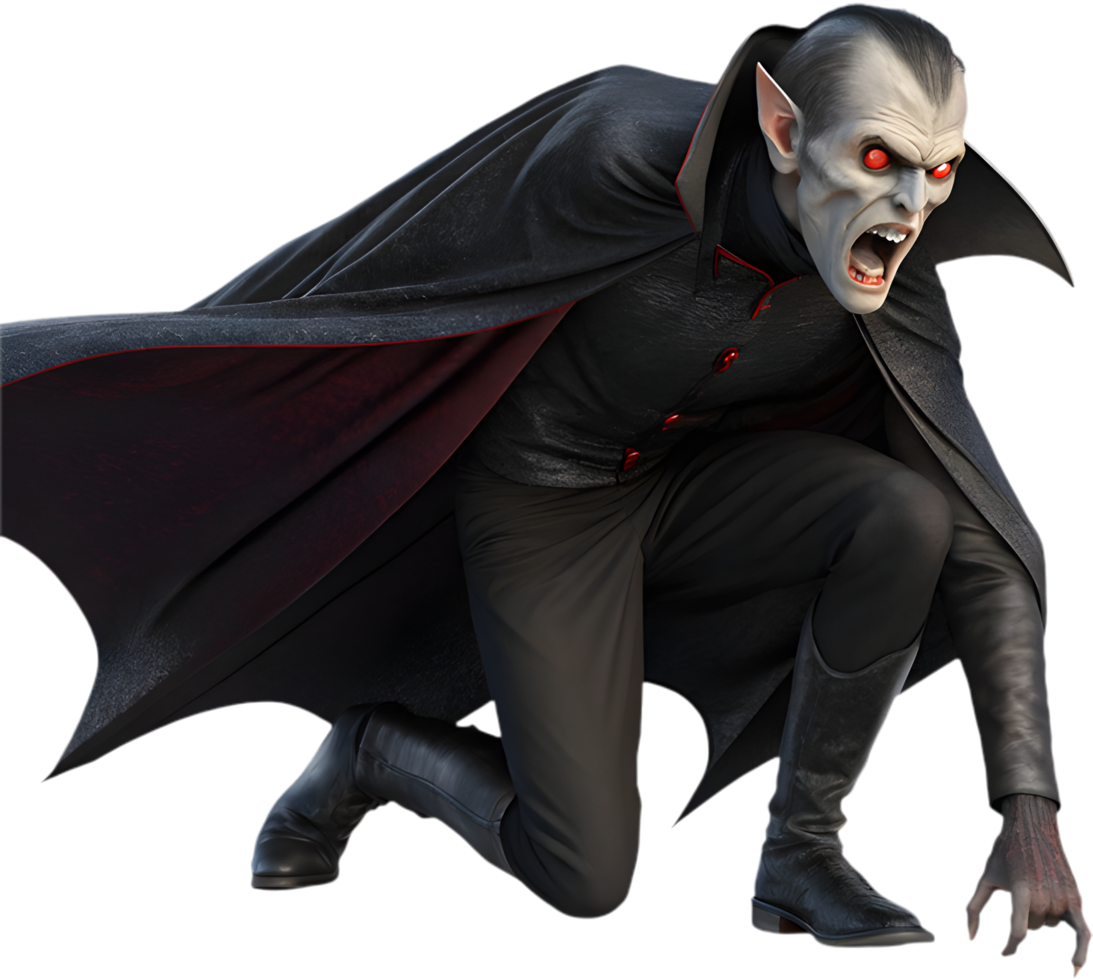 Halloween Vampire Clipart Featuring Dracula with Fangs. . png