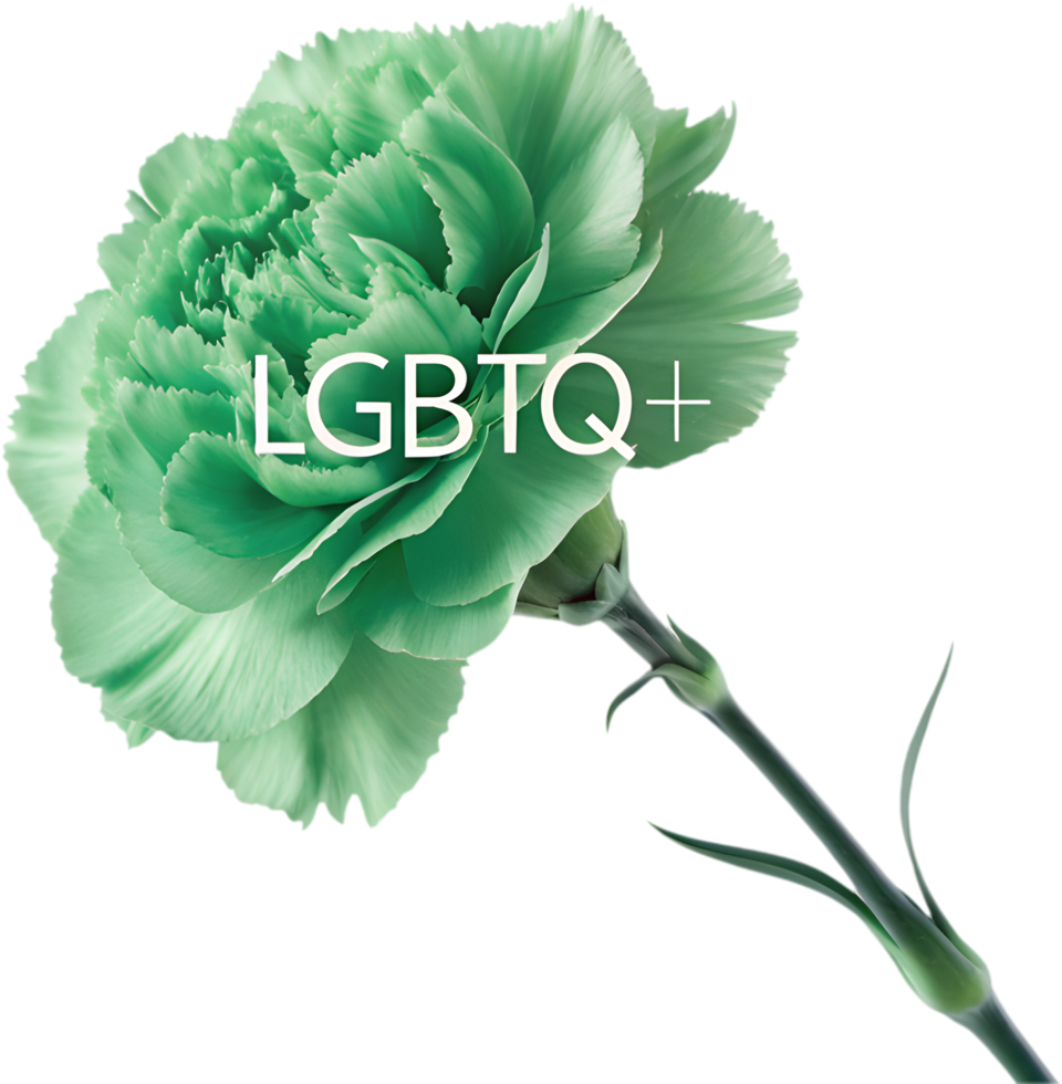 Meaningful LGBTQ Flower Art with a Green Carnation Emblem. . png