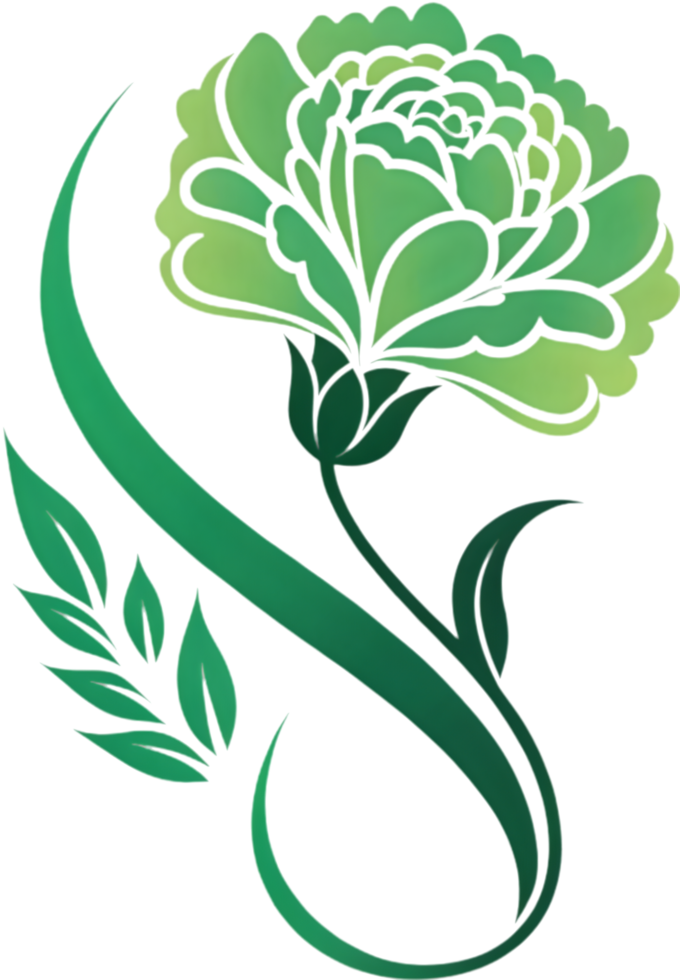 Pride and Love in a Beautiful Green Carnation LGBTQ Symbol. . png