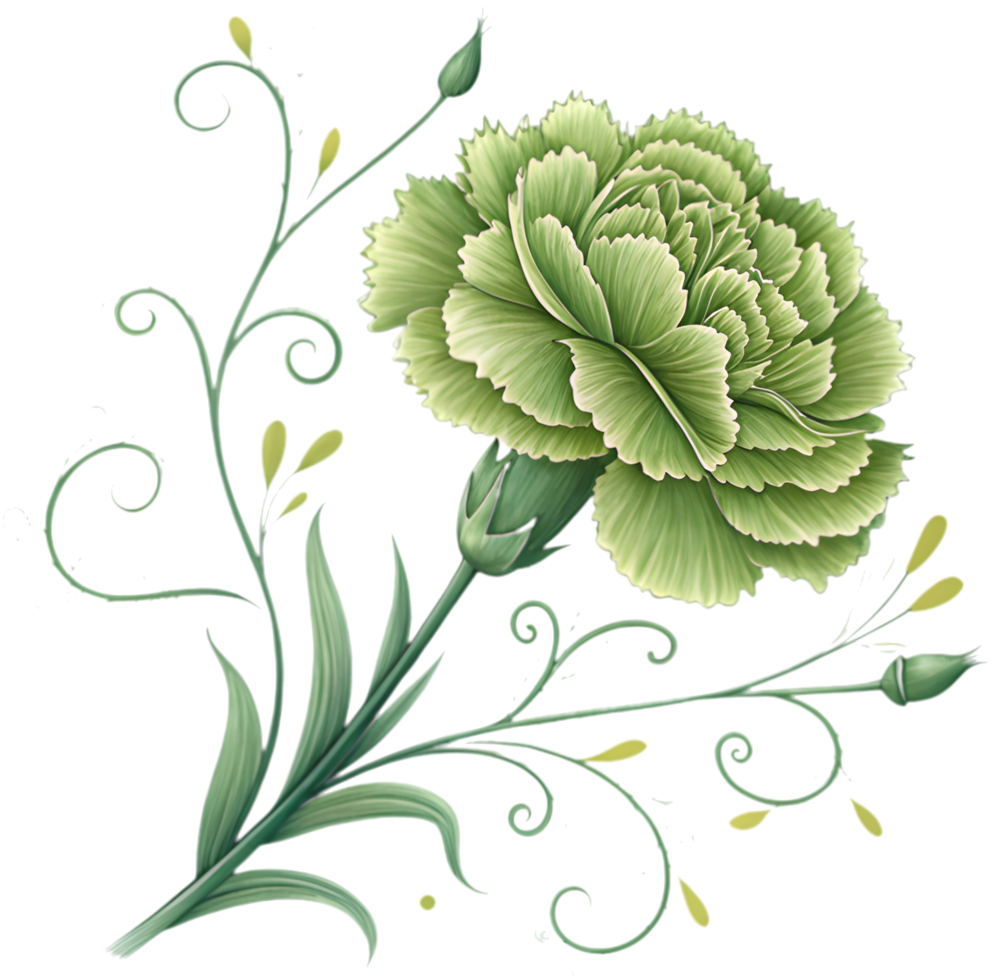 Green Carnation Floral Design Representing LGBTQ Inclusivity. . png