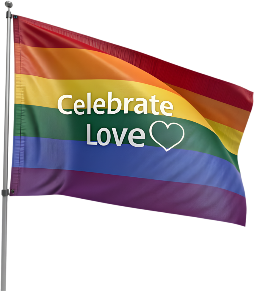 Colorful LGBTQ flag illustrating freedom and pride. . png