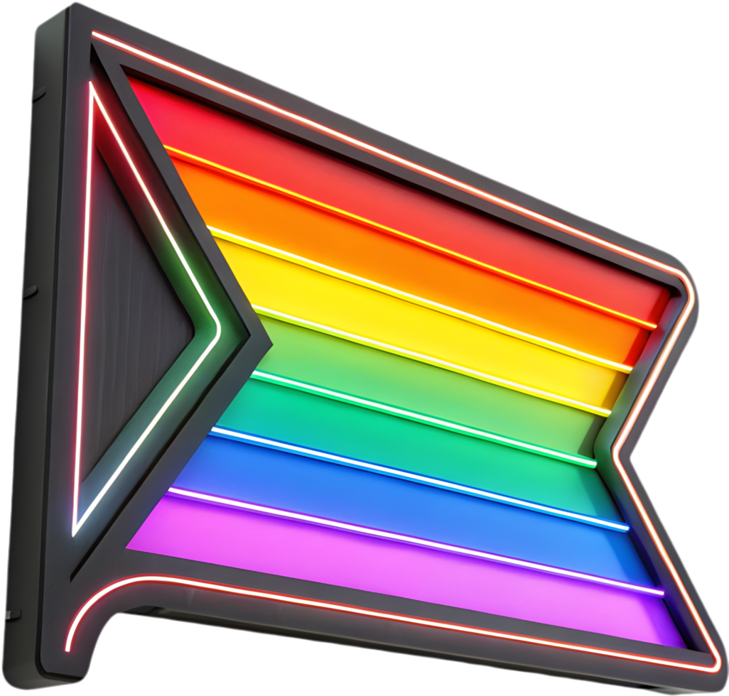 Colorful LGBTQ pride flag with symbolic meaning. . png