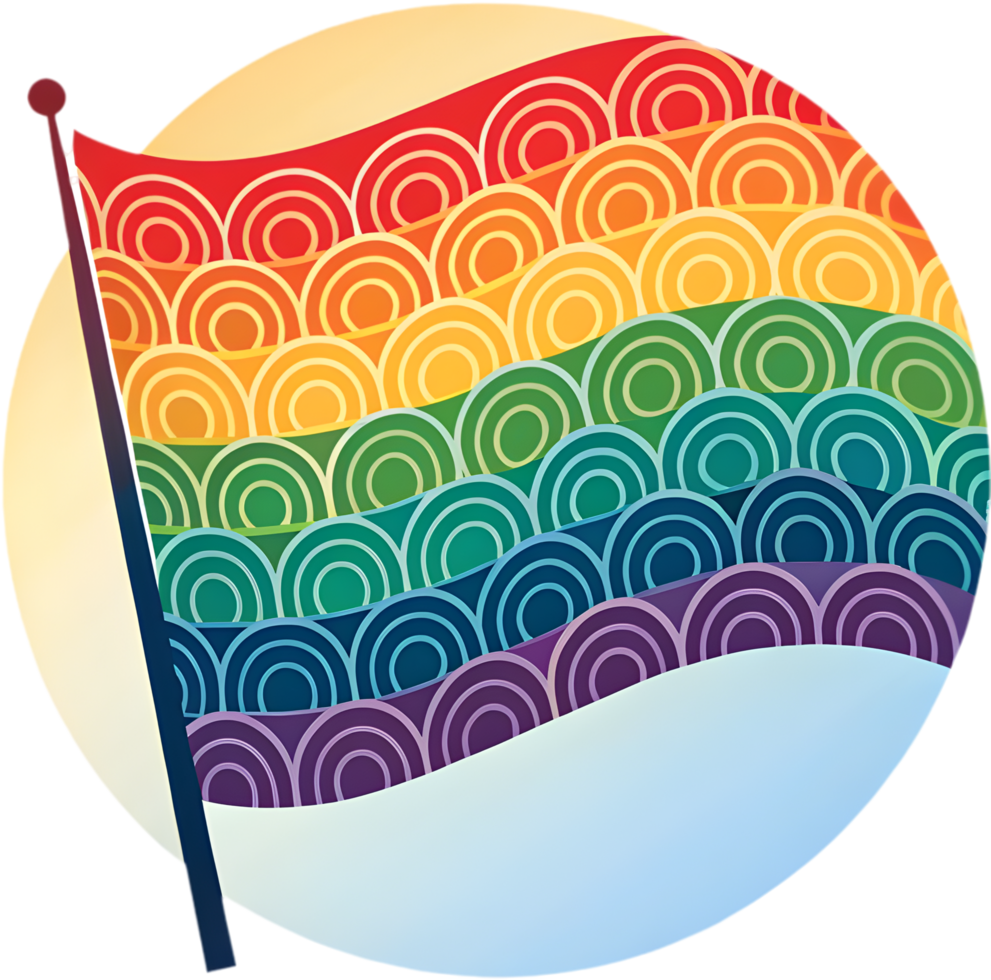 Bright and colorful pride flag with LGBTQ themes. . png