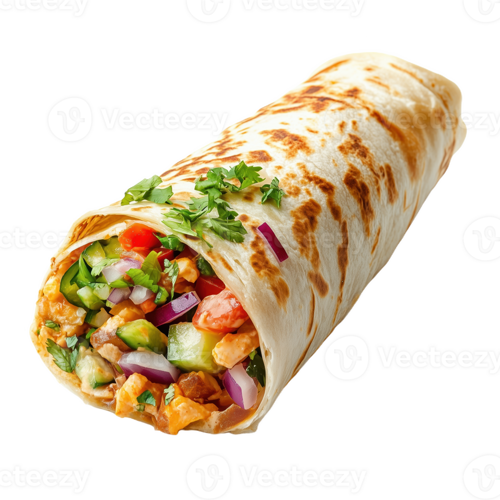 Delicious Australian wrap filled with fresh vegetables and savory proteins png