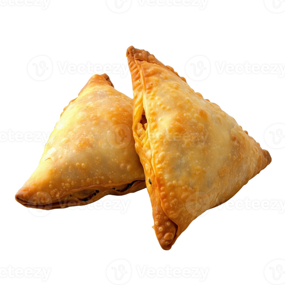 Delicious Indian samosas served warm with a golden brown crisp exterior png