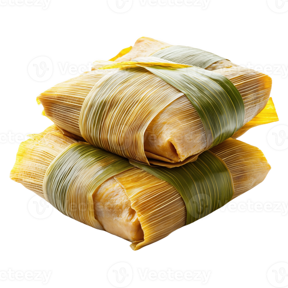 Delightful tamales wrapped in corn husks in a vibrant kitchen setting png
