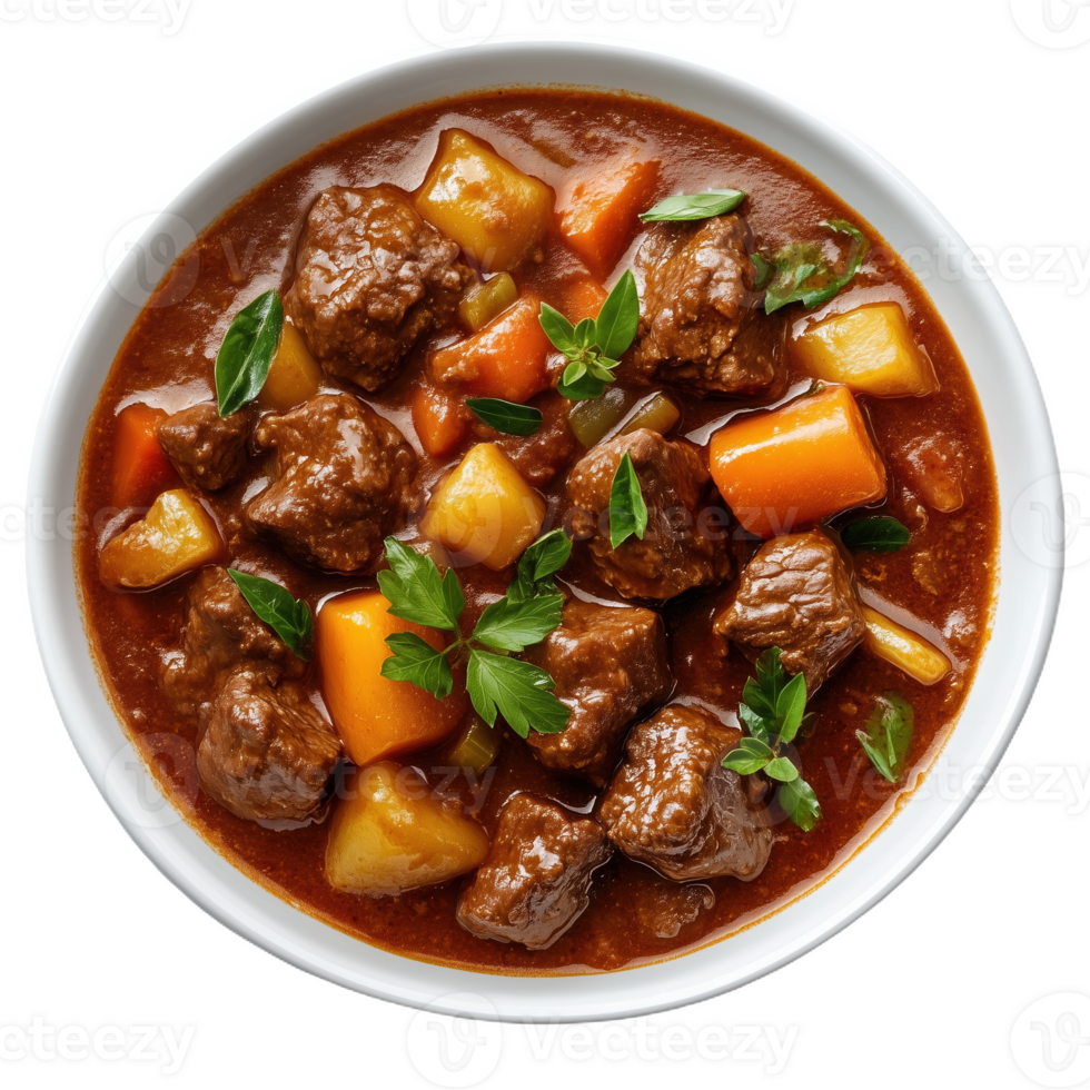 Authentic tebbe beef stew with tender meat and fresh vegetables in a savory broth png