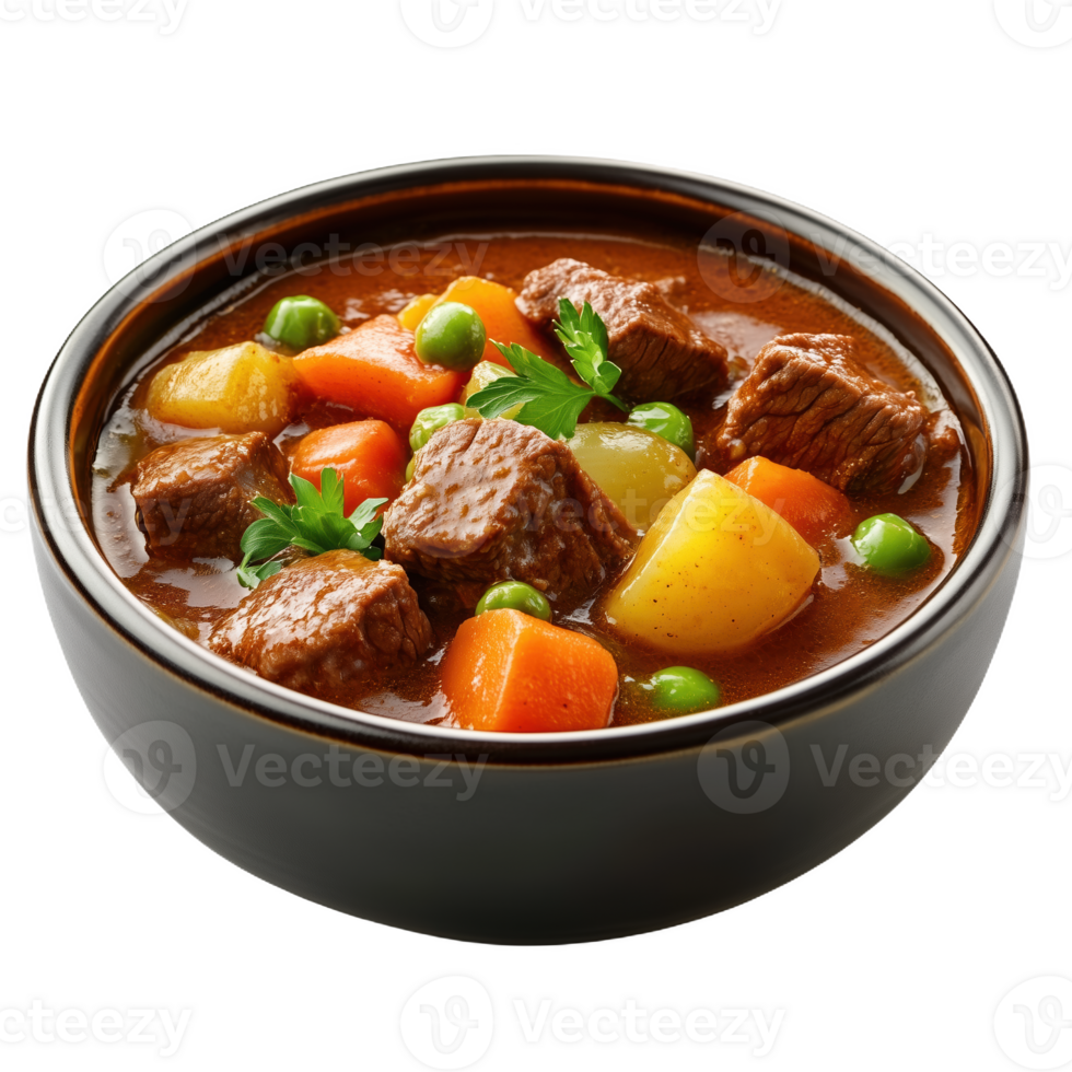 Enjoying a delicious carbonada beef stew on a cozy autumn evening png