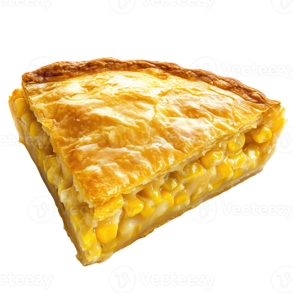 Deliciously crafted pastel de choclo showcasing vibrant corn filling and flaky crust png