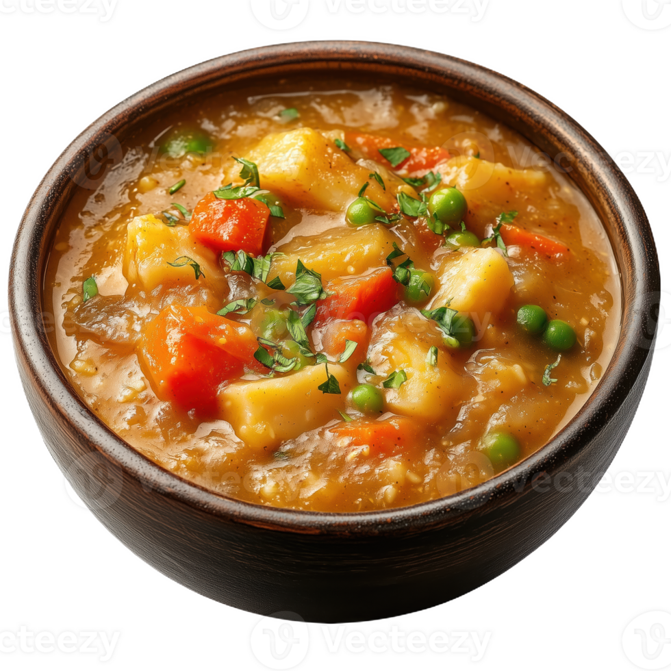 Delicious Nigerian yam porridge served in a traditional wooden bowl png