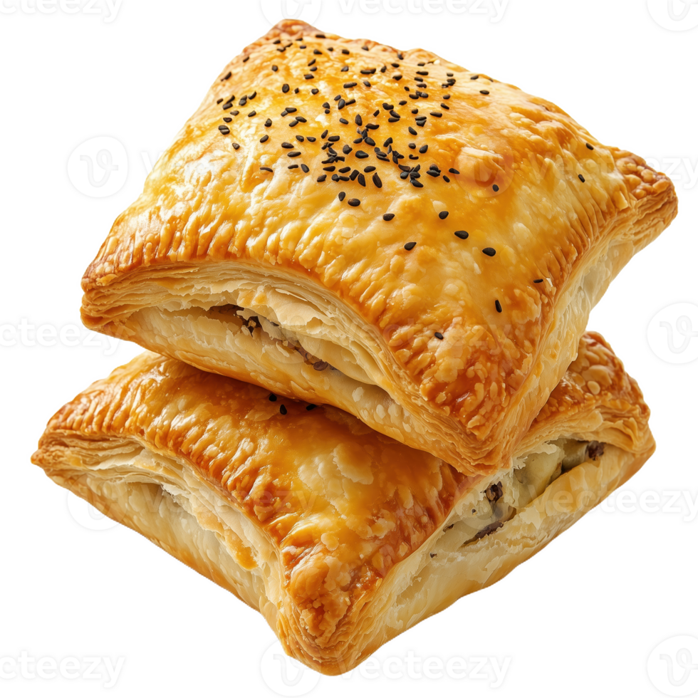 Delicious pupus with hearty stuffing surrounded by golden flaky crust png