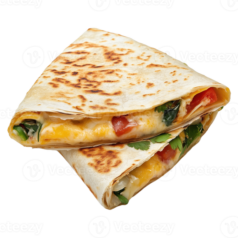 Delicious quesadilla salvadorena served with fresh vegetables and melted cheese png