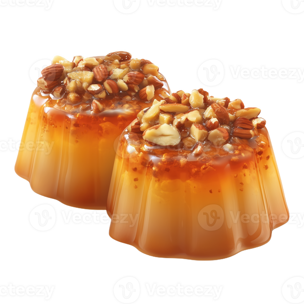 Delicious kranken Surinamese dessert served on a plate with nut toppings png