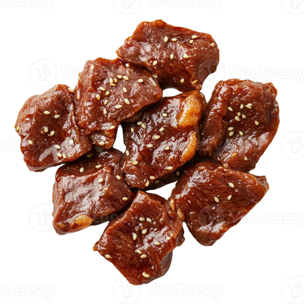 Realistic depiction of bulgogi beef slices ready for grilling in a modern kitchen png