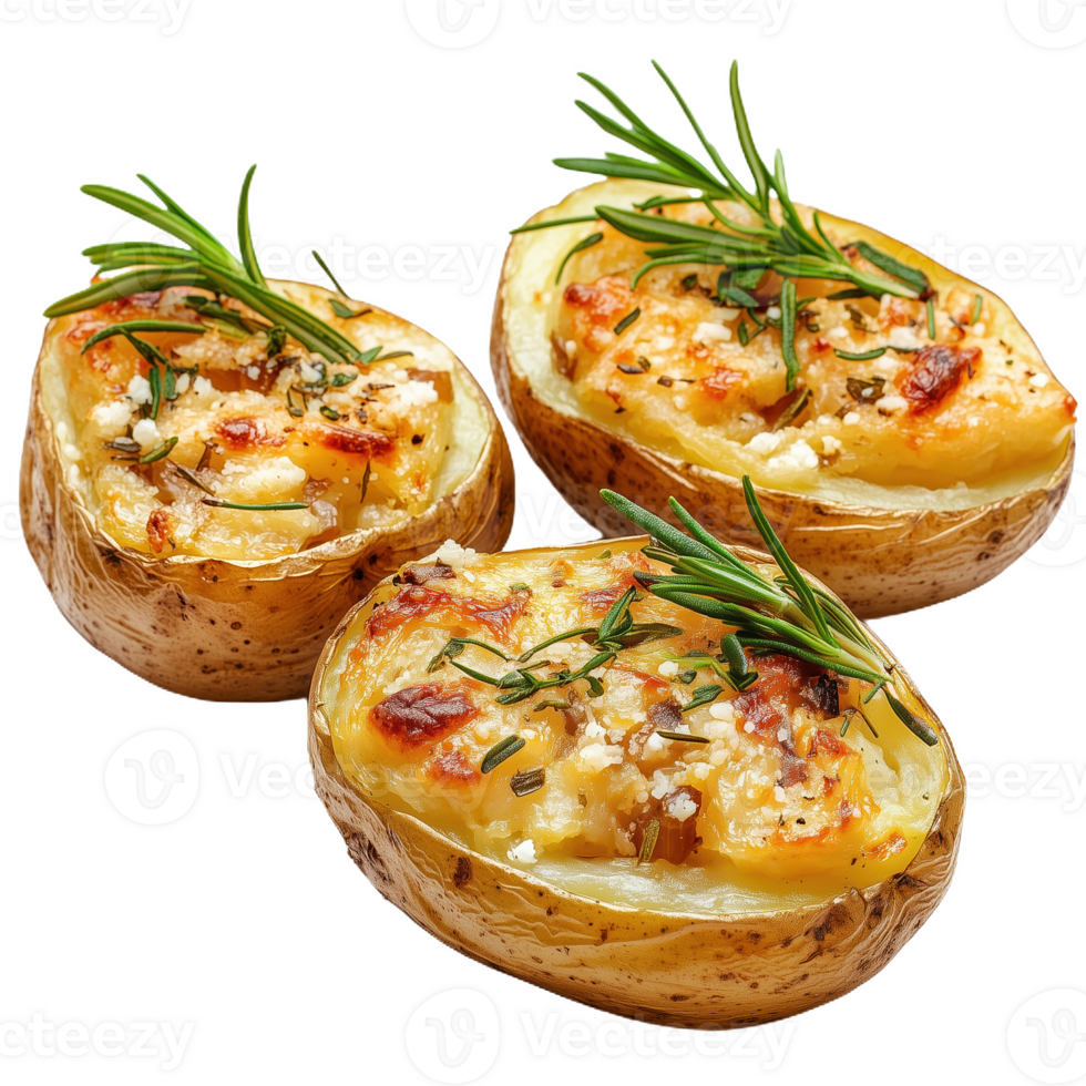 Delicious patatas rellenas with creamy filling and fresh herbs served on a plate png