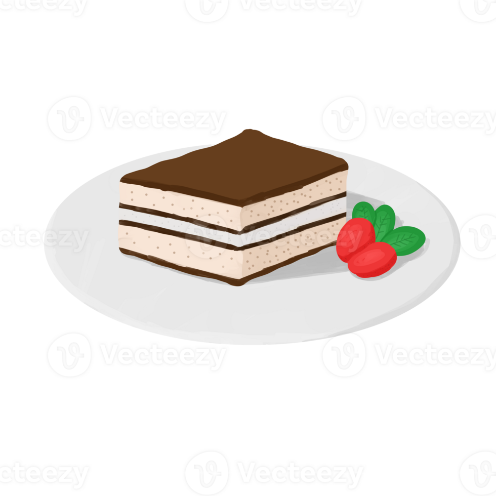 chocolate cake with strawberry on a plate png