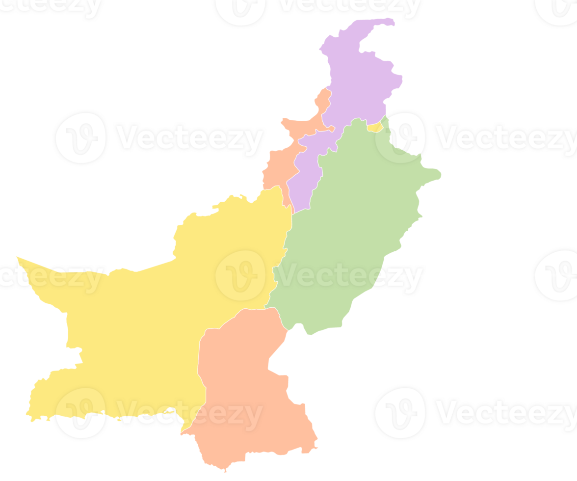 Pakistan colourful map without Kashmir png