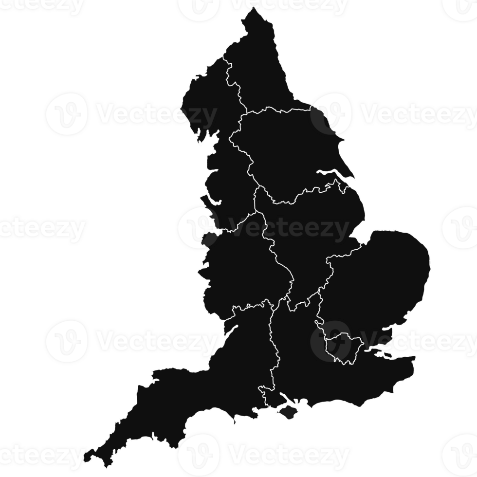 England administrative map, silhouette map png