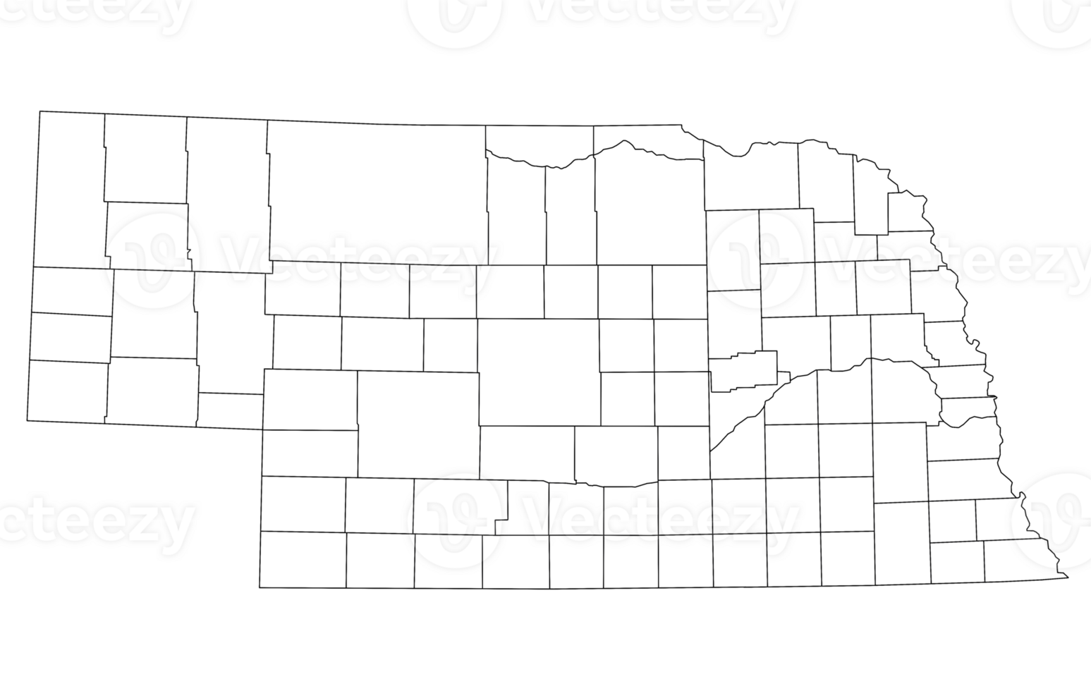 Nebraska município mapa esboço png