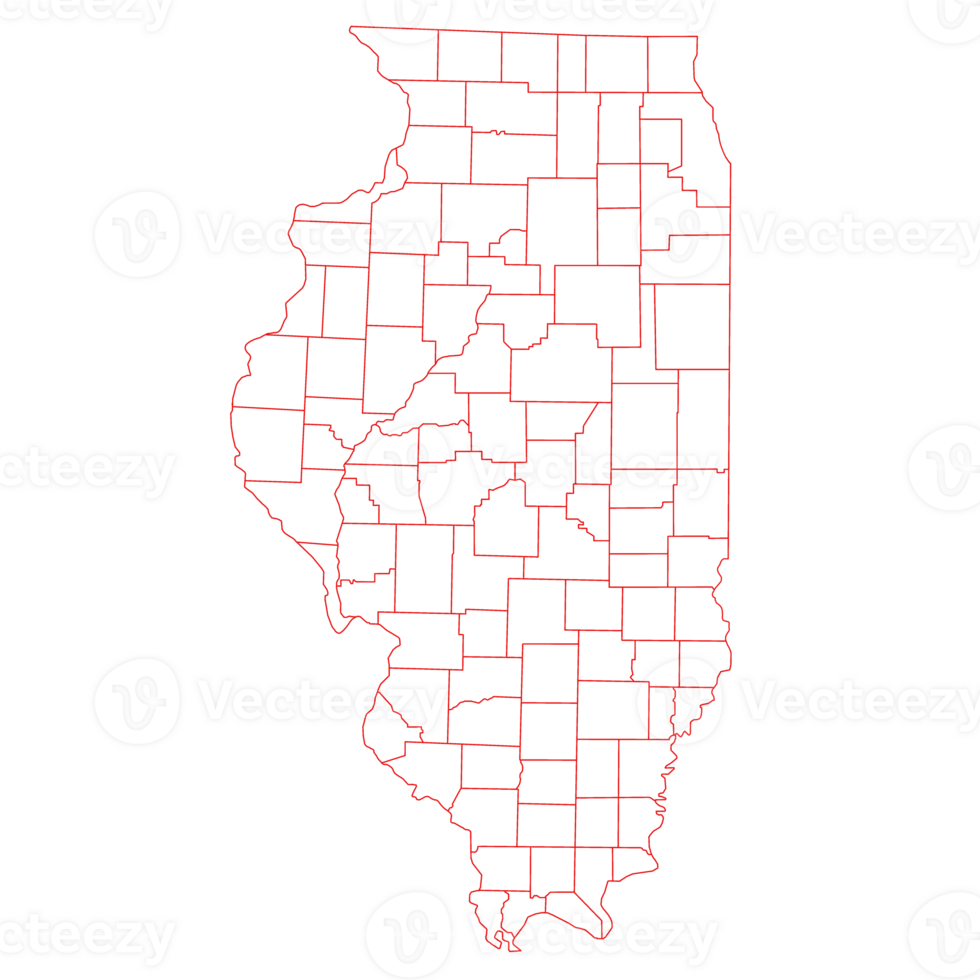 Illinois red outline map png