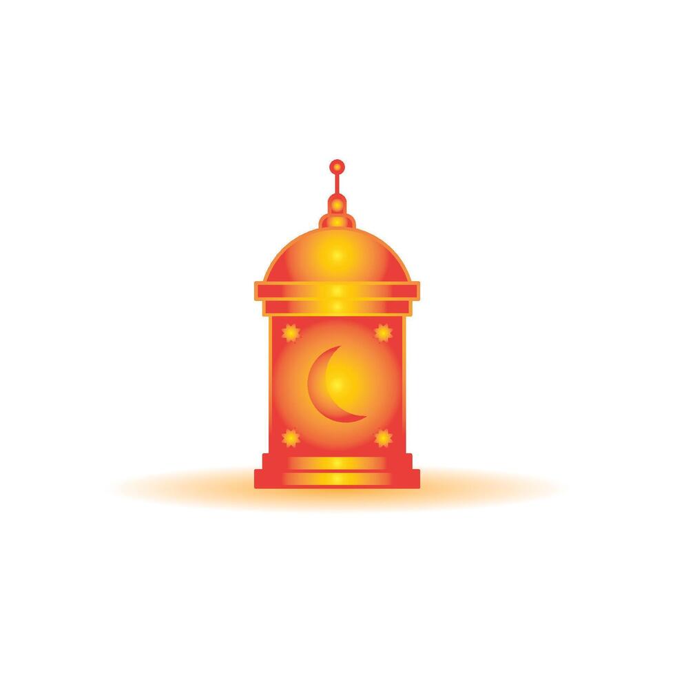 Minimalist Glowing Ramadan Lantern with Crescent Moon and Stars vector