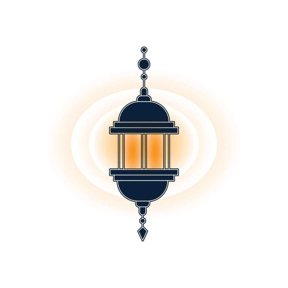 Minimalist Glowing Ramadan Lantern for Islamic Festive Decoration and Greeting Cards vector