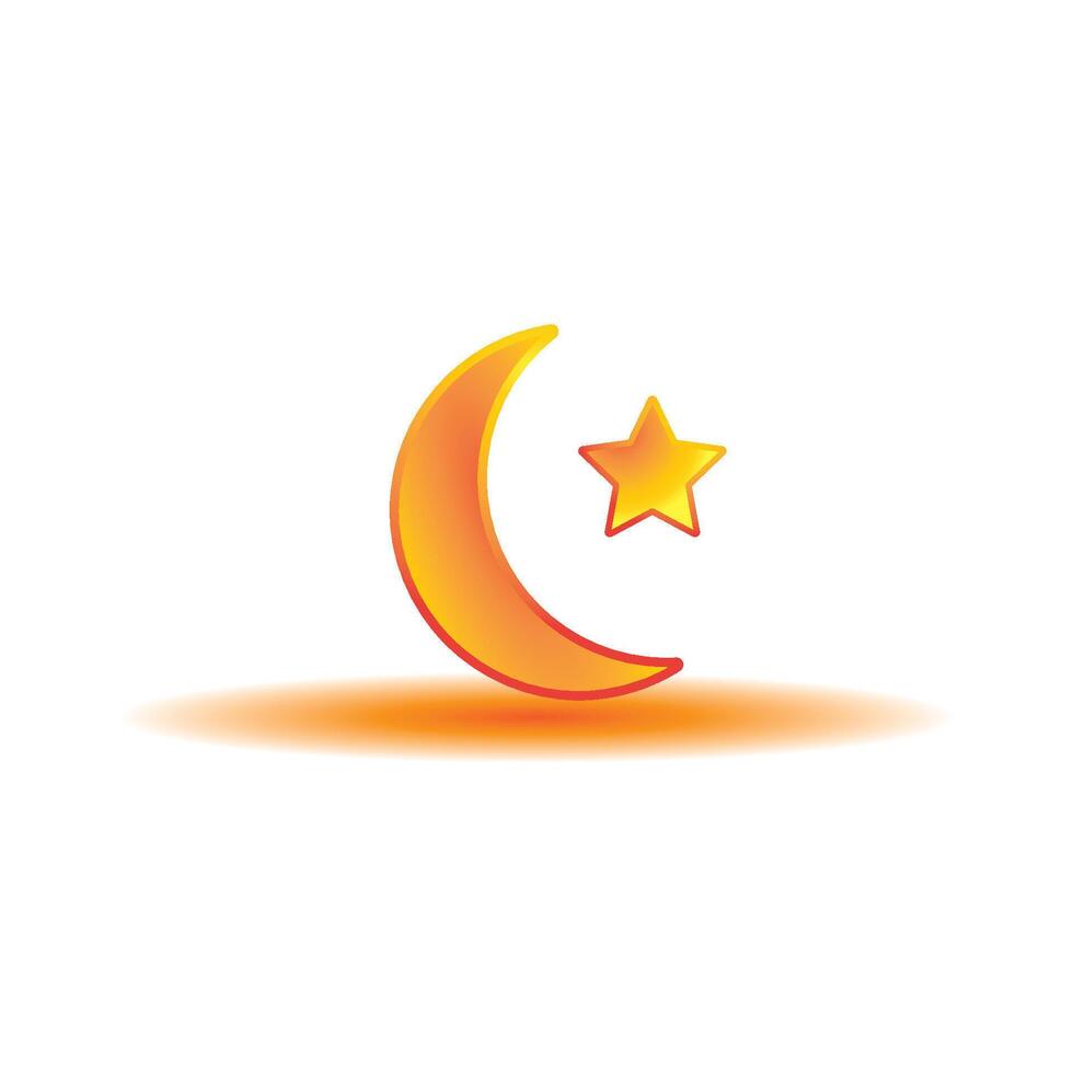 Minimalist Crescent Moon and Star Islamic Symbol for Ramadan and Eid vector