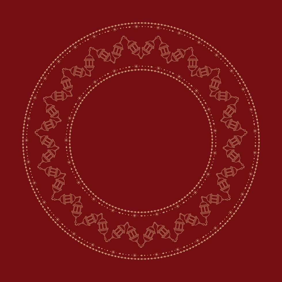 Elegant Ramadan Lantern Frame with Islamic Ornamental Pattern on Red Background vector