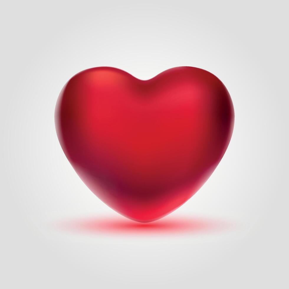 Red heart isolated on white background. Mesh gradient icon. Love romantic design. Template for holiday cards, Valentine's day, happy wedding. vector