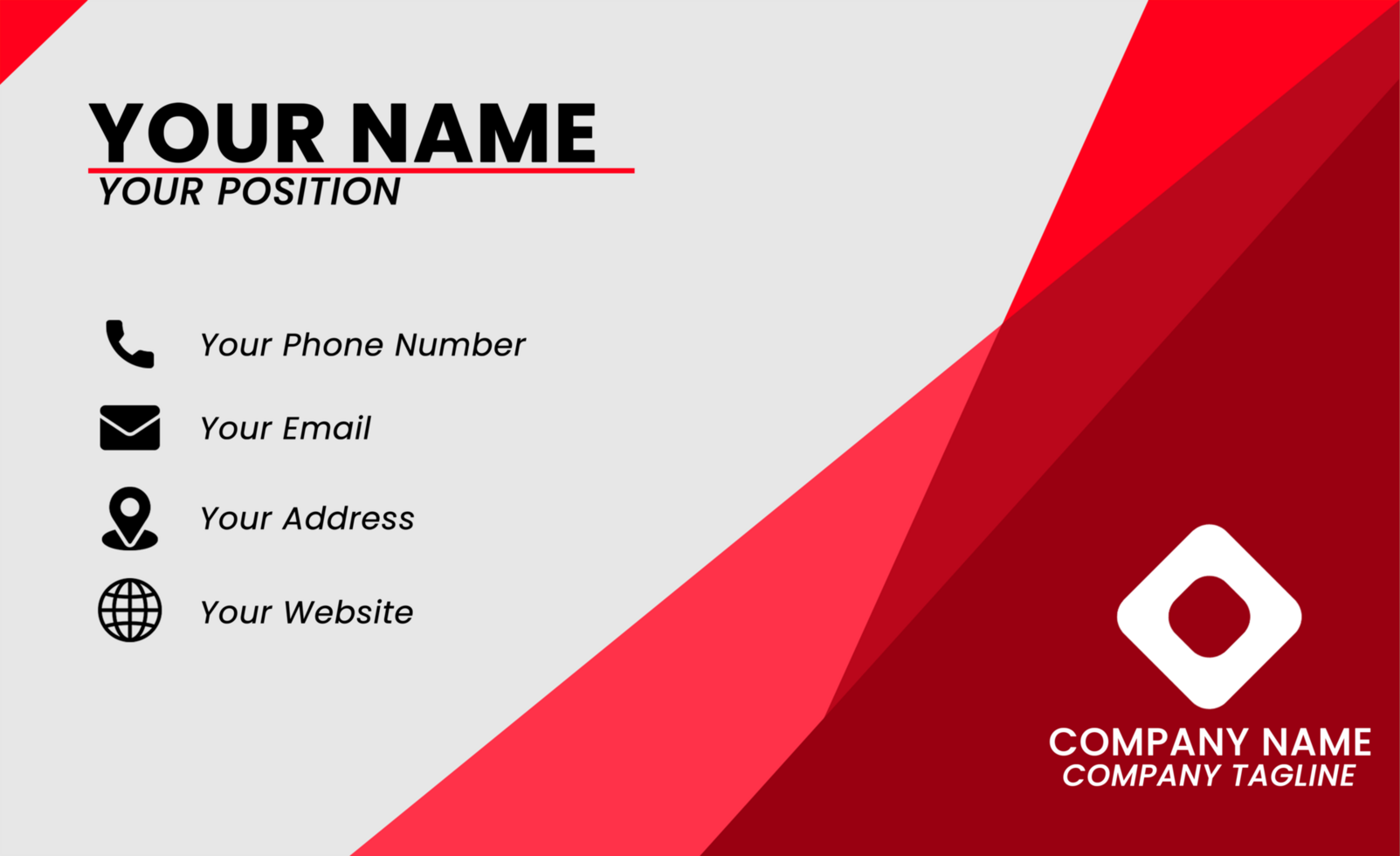 Red simple modern name card template psd
