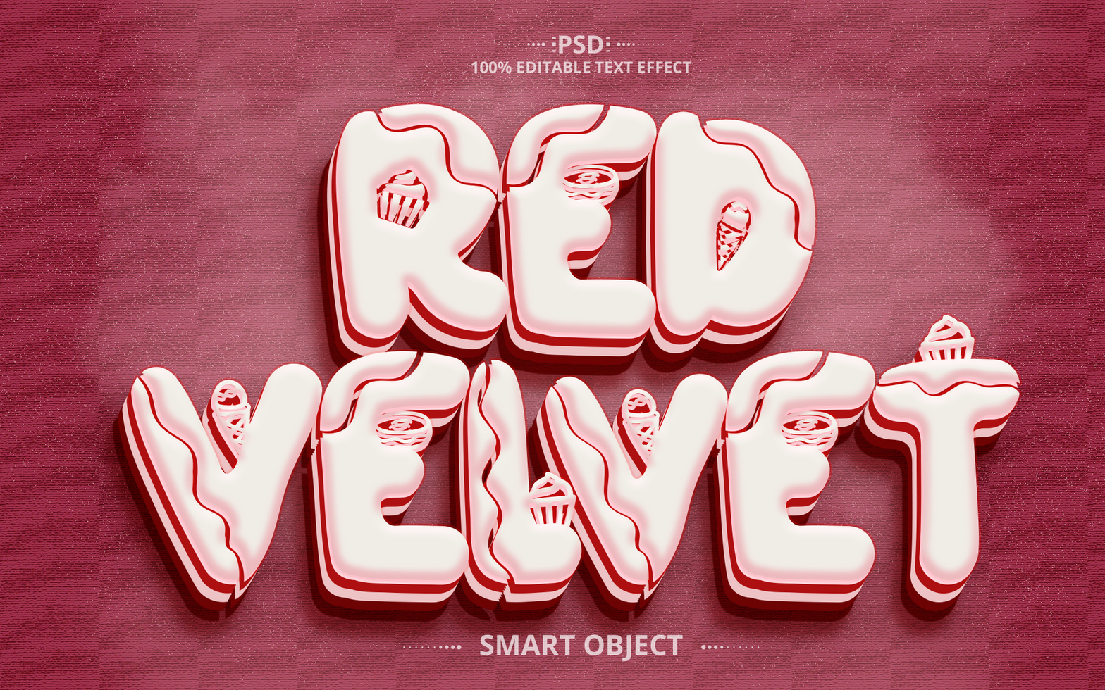 Red Velvet 3D creative Editable Text Effect Design psd