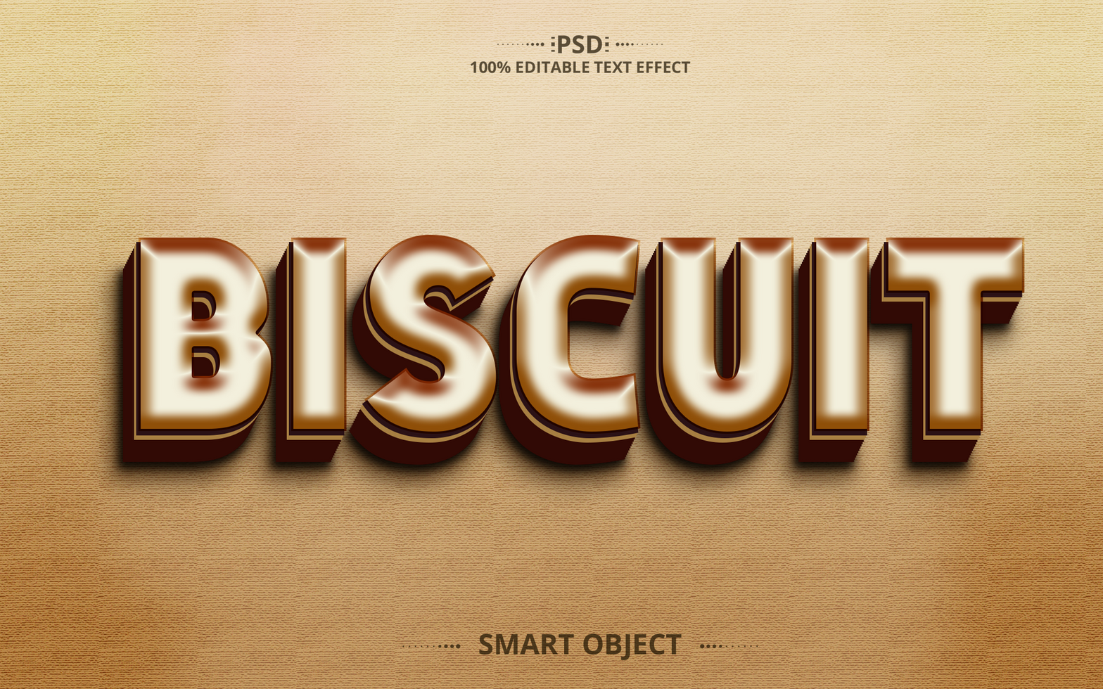 Biscuit 3D creative Editable Text Effect Design psd